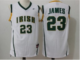 Irish High School #23 LeBron James White Basketball Custom  Jersey