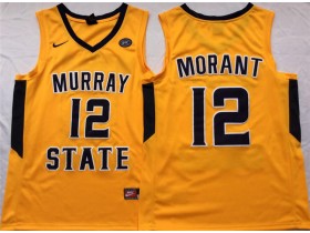 NCAA Murray State Racers #12 Ja Morant Yellow College Basketball Jersey