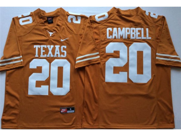 NCAA Texas Longhorns #20 Earl Campbell Orange College Football Jersey