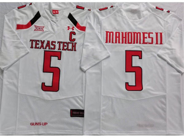 NCAA Texas Tech Red Raiders #5 Patrick Mahomes White College Football Jersey