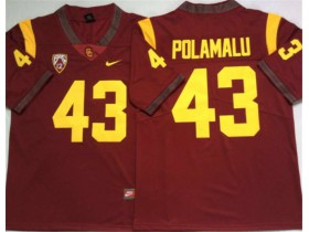NCAA USC Trojans #43 Troy Polamalu Red College Football Jersey