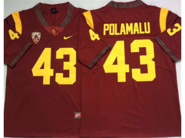 NCAA USC Trojans #43 Troy Polamalu Red College Football Jersey