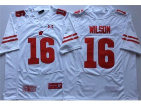 NCAA Wisconsin Badgers #16 Russell Wilson White College Football Jersey