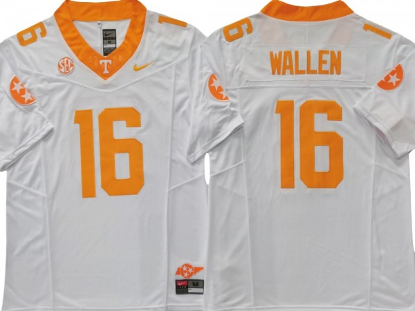 NCAA Tennessee Volunteers #16 Morgan Wallen White Vapor F.U.S.E. Limited Team Logo Jersey