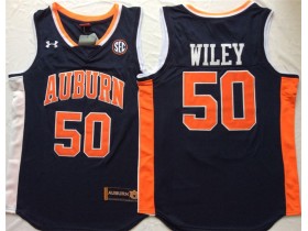 NCAA Auburn Tigers #50 Austin Wiley Navy College Basketball Custom Jersey