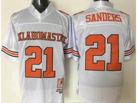 NCAA Oklahoma State Cowboys #21 Barry Sanders White Throwback Jersey