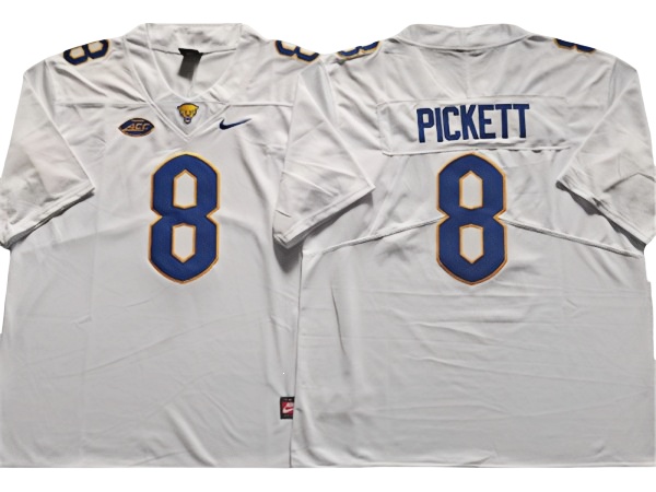 Pittsburgh Panthers #8 Kenny Pickett White Football Jersey