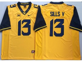 West Virginia Mountaineers #13 David Sills V Yellow College Football Jersey