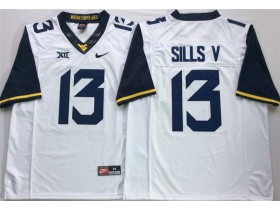 West Virginia Mountaineers #13 David Sills V White College Football Jersey