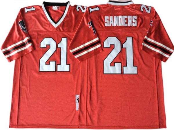 M&N Atlanta Falcons #21 Deion Sanders Red 1989 Legacy Jersey