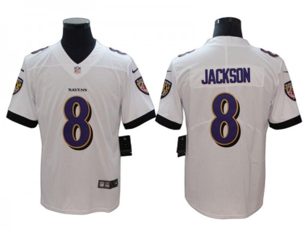 Baltimore Ravens #8 Lamar Jackson White Vapor Limited Jersey