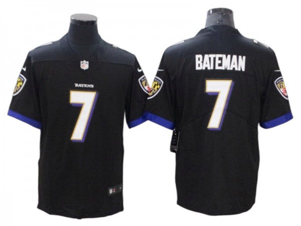 Baltimore Ravens #7 Rashod Bateman Black Vapor Limited Jersey