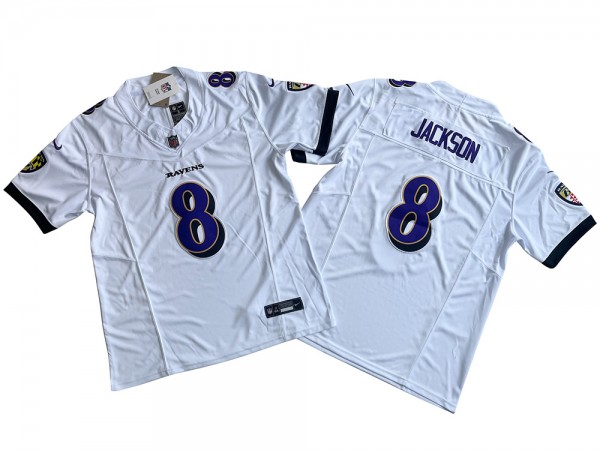 Baltimore Ravens #8 Lamar Jackson White Vapor F.U.S.E. Limited Jersey