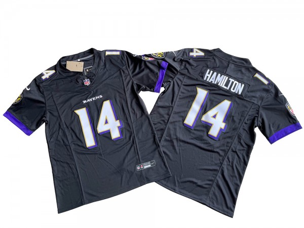 Baltimore Ravens #14 Kyle Hamilton Black Vapor F.U.S.E. Limited Jersey