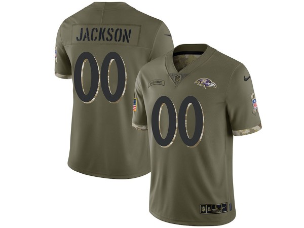 Custom Baltimore Ravens Olive 2022 Salute to Service Vapor Limited Jersey