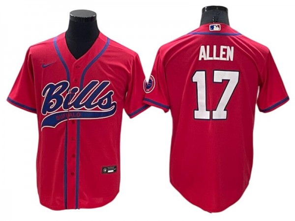 Buffalo Bills #17 Josh Allen Baseball Style Jersey - Blue/Red/Gray/Navy