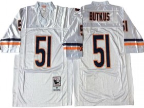 M&N Chicago Bears #51 Dick Butkus White Legacy Jersey-Small Number