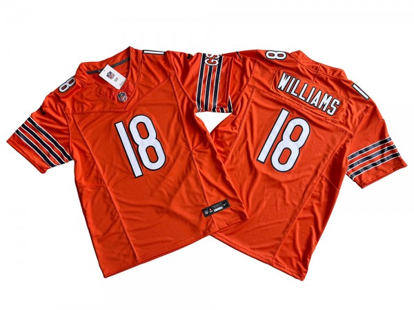 Chicago Bears #18 Caleb Williams Orange Vapor F.U.S.E. Limited Jersey