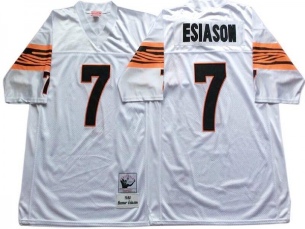 M&N Cincinnati Bengals #7 Boomer Esiason White Legacy Jersey