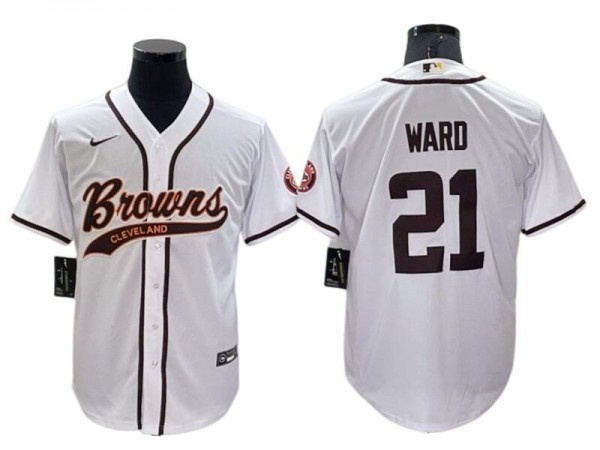 Cleveland Browns #21 Denzel Ward  Baseball Style Jersey - Orange/Brown/White