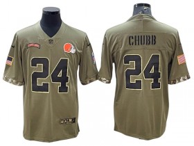 Cleveland Browns #24 Nick Chubb Olive 2022 Salute To Service Limited Jersey