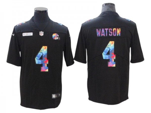 Cleveland Browns #4 Deshaun Watson Black Rainbow Vapor Limited Jersey