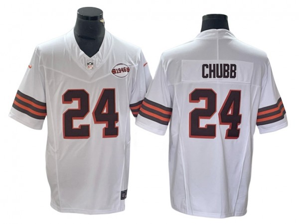 Cleveland Browns #24 Nick Chubb White 1946 Alternate Vapor F.U.S.E. Limited Jersey