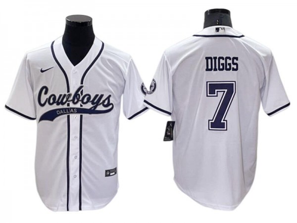 Dallas Cowboys #7 Trevon Diggs Baseball Jersey - Navy/White/Gray/Olive 