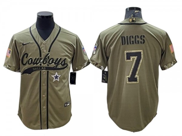 Dallas Cowboys #7 Trevon Diggs Baseball Jersey - Navy/White/Gray/Olive 