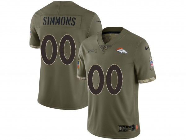 Custom Denver Broncos Olive 2022 Salute to Service Vapor Limited Jersey