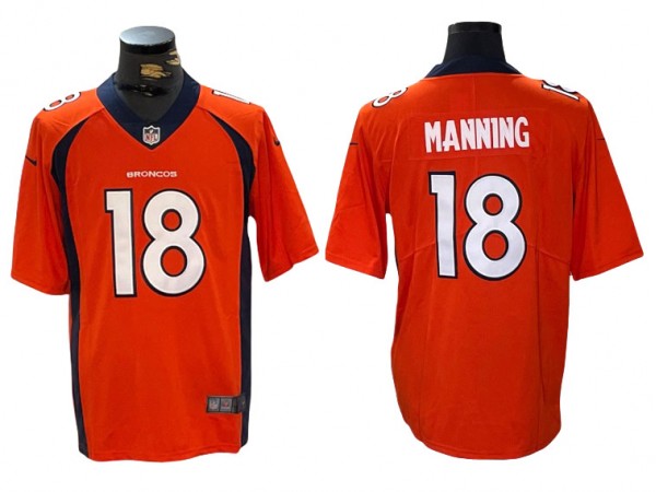 Denver Broncos #18 Peyton Manning Orange Vapor Limited Jersey