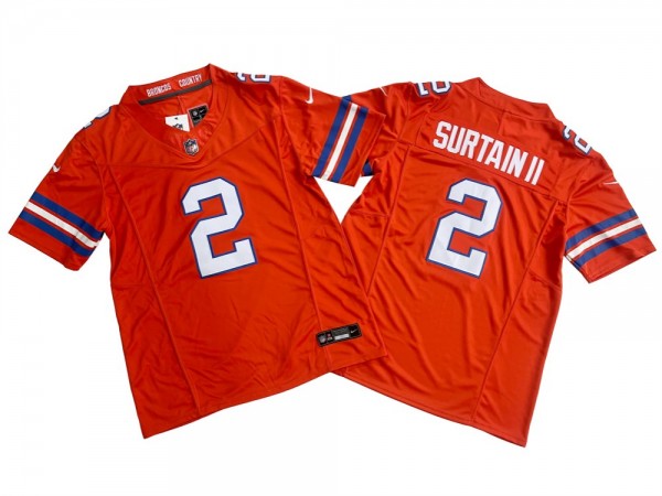 Denver Broncos #2 Pat Surtain II Orange Alternate Throwback Vapor F.U.S.E. Limited Jersey