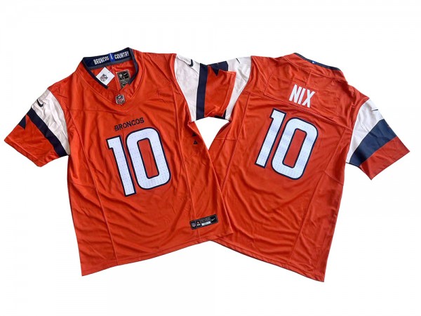 Denver Broncos #10 Bo Nix Orange Vapor F.U.S.E. Limited Jersey