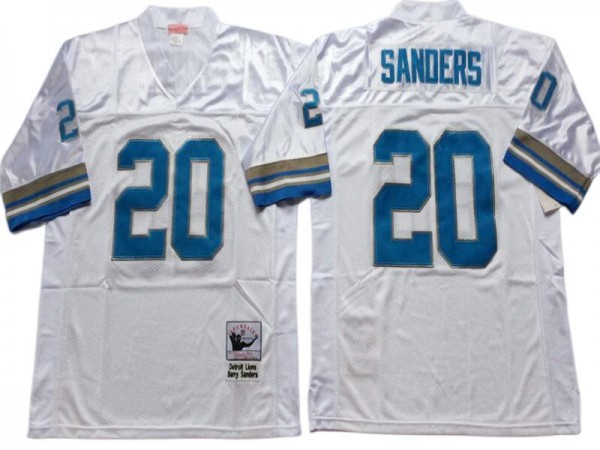 M&N Detroit Lions #20 Barry Sanders White 1996 Legacy Jersey