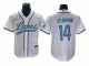 Detroit Lions #14 Amon-Ra St. Brown Baseball Style Jersey - Light Blue/White/Gray