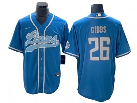 Detroit Lions #26 Jahmyr Gibbs Baseball Jersey- Light Blue & White