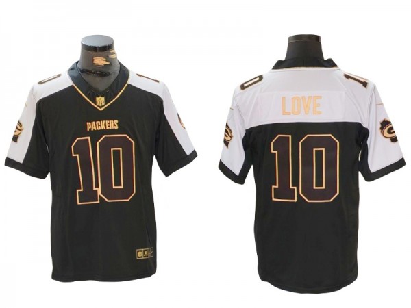 Green Bay Packers #10 Jordan Love Black Gold Vapor F.U.S.E Limited Jersey