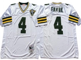 M&N Green Bay Packers #4 Brett Favre White 1993 Throwback Jersey