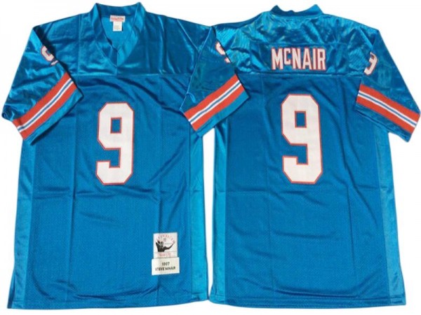 M&N Houston Oilers #9 Steve McNair Light Blue 1997 Throwback Jersey