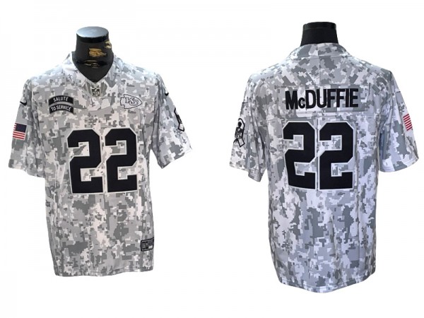 Kansas City Chiefs #22 Trent McDuffie Arctic Camo 2024 Salute to Service Limited Jersey