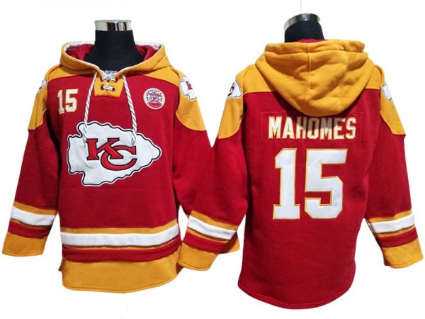 Kansas City Chiefs Red Lace-Up Pullover Hoodie