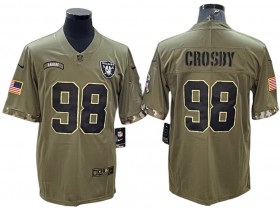 Las Vegas Raiders #98 Maxx Crosby 2022 Olive Salute To Service Limited Jersey