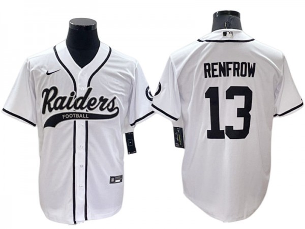 Las Vegas Raiders #13 Hunter Renfrow Baseball Style Jersey - Black/White/Olive