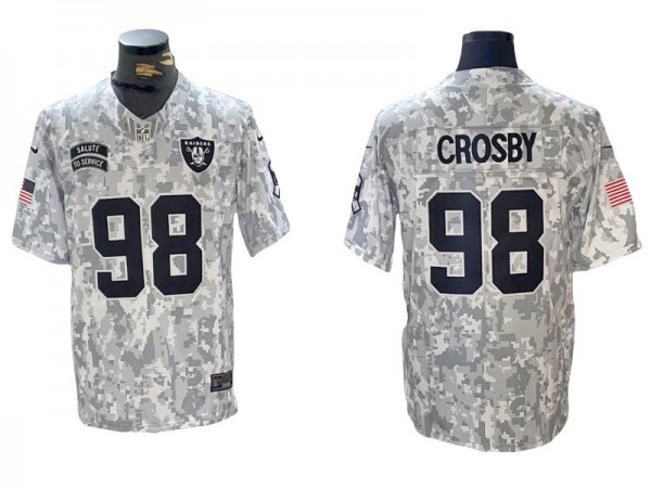 Las Vegas Raiders #98 Maxx Crosby Arctic Camo 2024 Salute to Service Limited Jersey