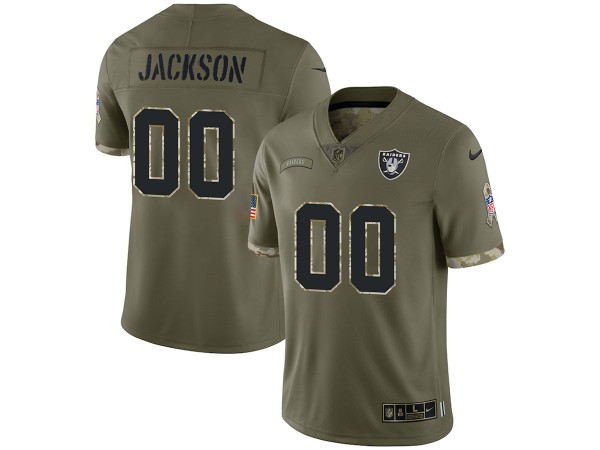 Custom Las Vegas Raiders 2022 Olive Salute To Service Limited Jersey