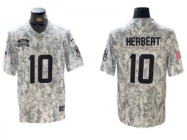 Los Angeles Chargers #10 Justin Herbert Arctic Camo 2024 Salute to Service Limited Jersey