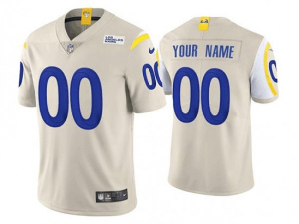 Custom Los Angeles Rams Cream Bone Vapor Limited Jersey