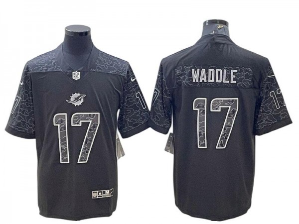 Miami Dolphins #17 Jaylen Waddle Black RFLCTV Limited Jersey