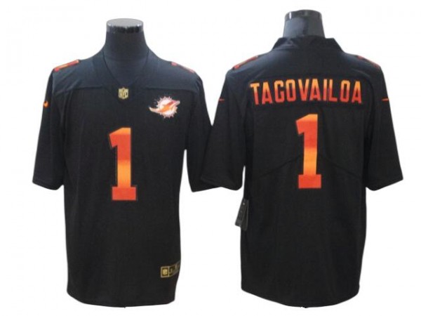 Miami Dolphins #1 Tua Tagovailoa Black Colorful Fashion Limited Jersey