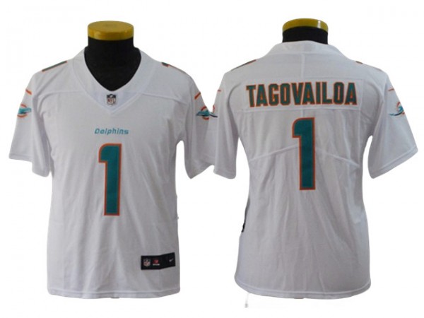 Youth Miami Dolphins #1 Tua Tagovailoa Vapor Limited Jersey - Aqua/White